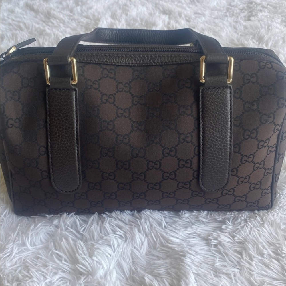 Gucci Brown Monogram Boston Bag